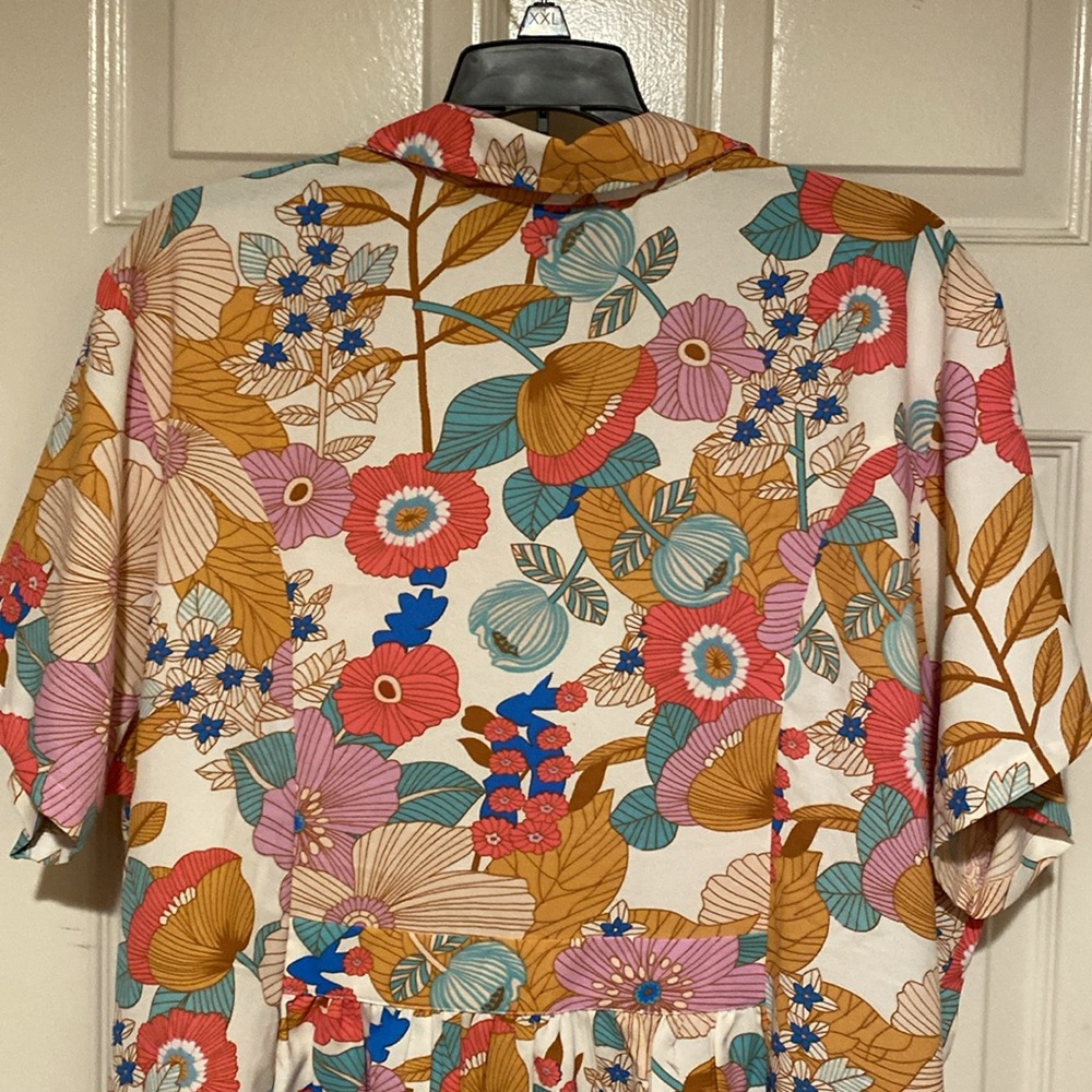 Tolani Floral Tiered Button Front Short Sleeve Dress with pockets, Women’s XL - Picture 9 of 15